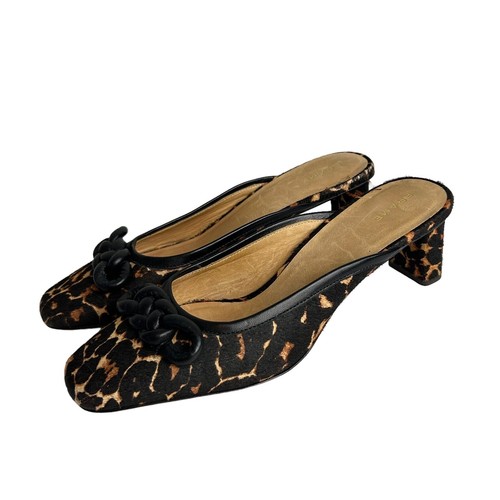 Frame Leather Leopard Print Calf Hair Slip On Le Isla Mule Shoes Size 37 US 7 - Picture 5 of 9
