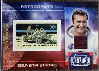 RICHARD F. GORDON APOLLO 12 PANINI LUNAR BUGGY STAMP & SWATCH RELIC CARD / 100