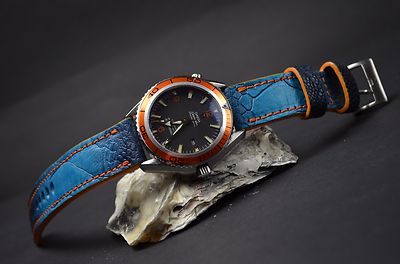 UHRENARMBAND 26 24 22 MM BLAU OCEANIC ECHT STRAUSSENBEIN FÜR PANERAI MA STRAP