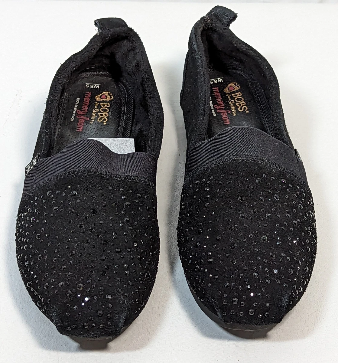 Bobs for Skechers Womens Size 8.5 Luxe Galaxy Black Leather Slip