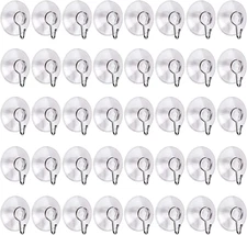 40 Packs Suction Cup Hooks, 1.77 Inches Universal Clear PVC 