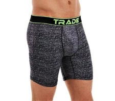 MEN'S TRADIE BLOKE FRONT COOL TEC BLK MARLE/LIME SPORTS WORK TRUNK SIZES MED-XXL