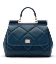 Dolce & Gabbana Handbag Blue Leather Sicily Dg Shoulder Top Handle Quilted Bag