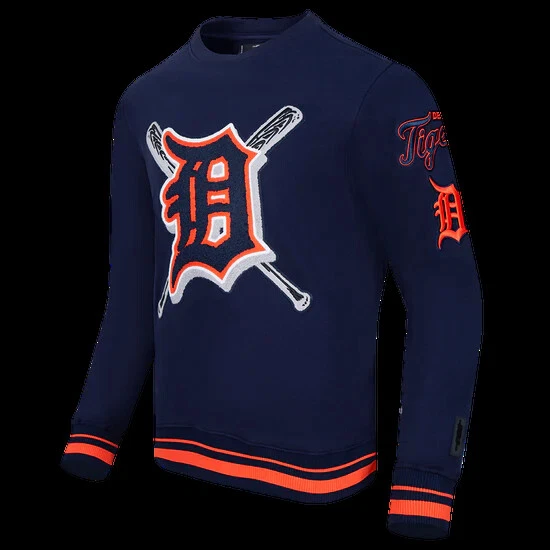 Pro Standard - MLB Detroit Tigers Mashup Para hombres Acanalado Vellón Cuello Redondo - Azul Marino Foto 2 de 4