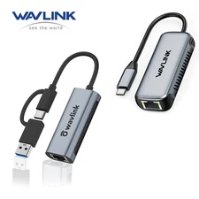 Thunderbolt 3/USB3.0 2-in-1 USB-C/USB-A 2.5G Ethernet Adapter Mac/Win/Linux Fast