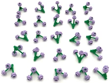 Lego 25 New Lavender Plates Round 1 x 1 w/ Flower Edge 5 Petals and Flower Stems