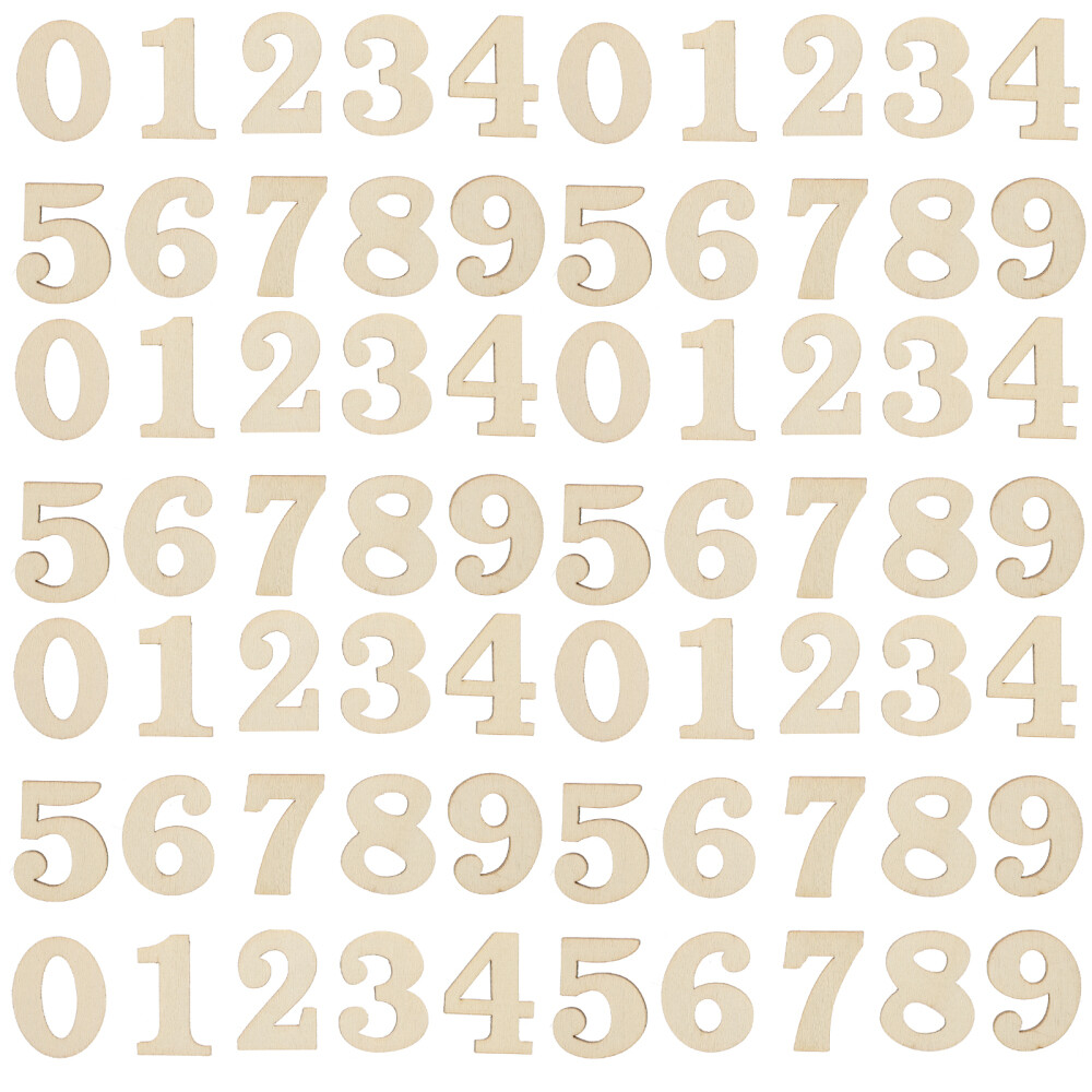 100Pcs Wooden Clock with Numbers Wooden Roman Numerals Wooden Numbers for Crafts
