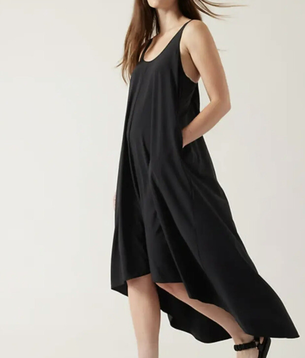 athleta asymmetrical dress NWT Gorgeous ATHLETA Presidio Black Dress Pockets Sz. Petite Extra Small  NEW PXS