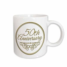 3dRose 50th Anniversary gift - gold text for celebrating wedding anniversaries -