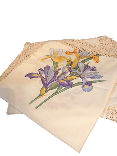 Vintage EUC Chintz Servietten 8-24" gehäkelt Spitze Borte verschiedene Blumen Blockdruck - Bild 10 von 14
