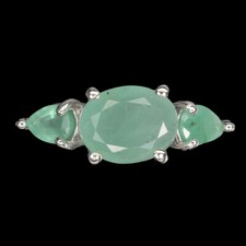 925 Sterling Silver Ring Oval Green Emerald 9x7mm Gemstone Jewelry Size 8.5