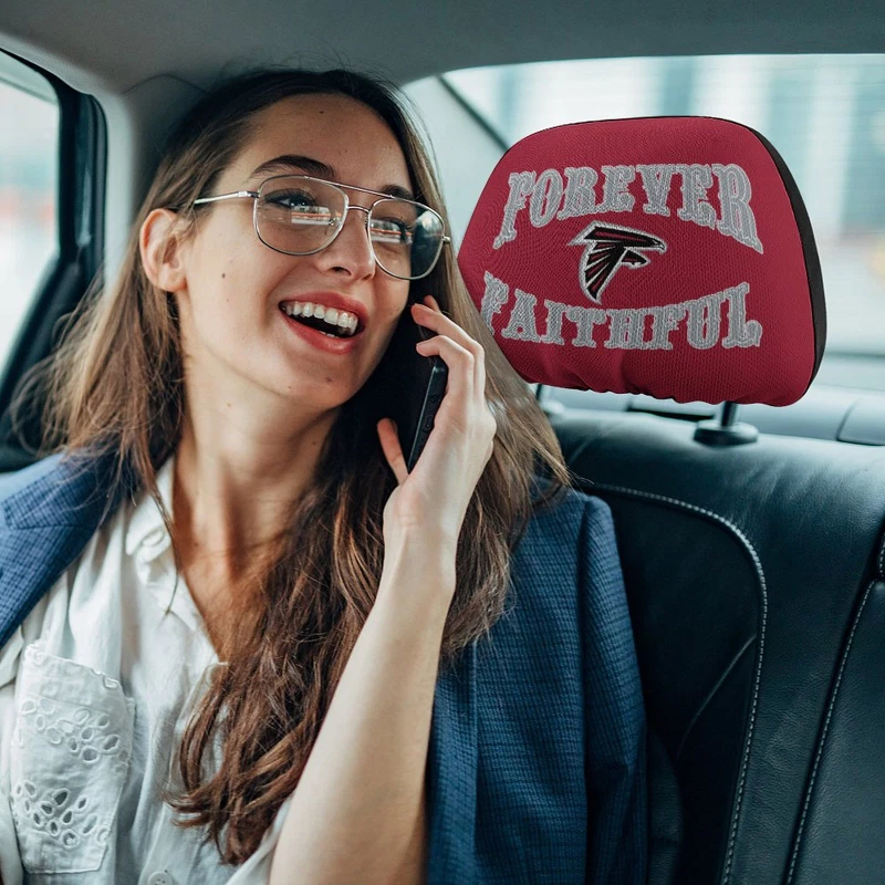 2pcs Forever Faithful Atlanta Falcons Car Headrest Covers Car Decoration