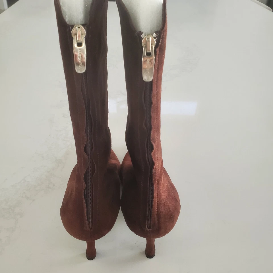 Sergio Rossi Stunning Dark Brown Suede Back Zipper Boot  sz 40 - Image 4 of 4
