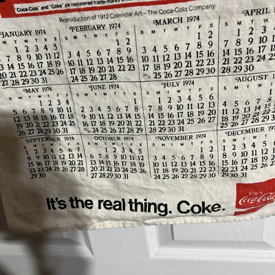 CLOTH COCA COLA CALENDAR FROM 1974 ~ EXCELLENT CONDITION | eBay