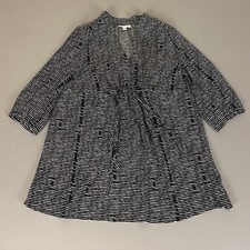 Liz Lange Maternity Dress Women's XL Black White Striped Tie Waist 3/4 Sleeve