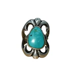 Vintage Navajo Native American .925 Silver & Turquoise Sandcast Ring