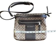 Dana Buchman Metallic Thread Tan Canvas Crossbody Bag Tan & Brown *Ships Free