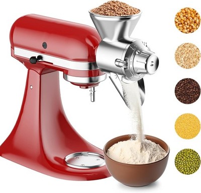 Metal Grain Mill Attachment for KitchenAid Stand Mixer, Flour Mill Grinder for K