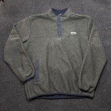 Eddie Bauer Sweatshirt Mens Medium Gray Fleece Snap Mock Neck Pullover Logo
