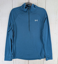 Under Armour Size Large Semi Fitted Turqouise Half Zip Long Sleeve Pullover Top