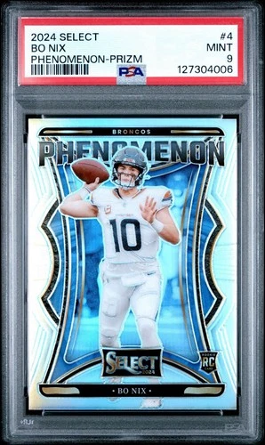 2024 Panini Select BO NIX #4 RC Rookie Phenomenon Silver Prizm PSA 9 Broncos