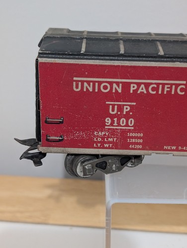 Marx 3555 UP Union Pacific 9100 Challenger Boxcar scala litografia rosso calibro O - Foto 2 di 19
