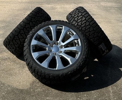 22'' Polished Ten Spoke Wheels Rugged Terrain Tires TPMS Chevy Silverado Tahoe
