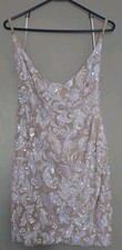 Windsor Brand Women's Short Dress Lined Tan Color Sequins Cocktail Dress Size XL