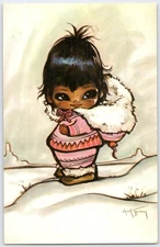 Vintage 'Midnight Sunshine' Girl Postcard by Art Master Gerda Christoffersen