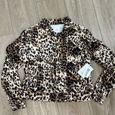LuLaRoe ‘Kenny’ Jacket Leopard  Brown Black Buttons Stretch Woman’s Size Small