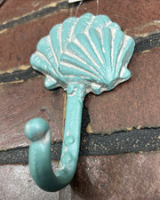 Cast Iron Coastal Marine Scallop Sea Shell Wall Hook Hanger