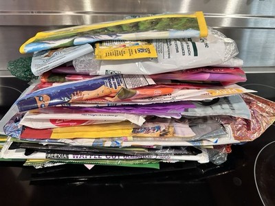 Assorted Colorful Food Packaging Stack Bags For Artists Crafts Reuse Upcycle Art