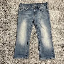 Miss Me Jeans Womens 30 Blue Capri Pockets Rhinestone Medium Wash Denim 30x21 