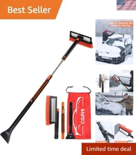 50" Extendable 3-in-1 Snow Brush, Ice Scraper & Squeegee - Scratch-Free Tool