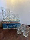 Vintage 60’s ANCHOR HOCKING Early American PRESCUT Pitcher With 6 Glasses NIB