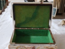 SCATOLA PORTA GIOIE IN ALABASTRO BEIGE/MARRONE ANNI 60 CM 14 X CM 10 COME NUOVA