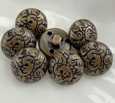 10PC Vintage Style Antique Bronze Floral Vine Metal Buttons Shank Sewing 18mm
