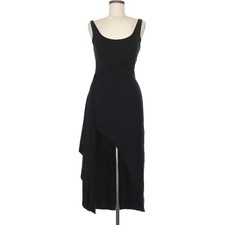 Reformation Jeans Wrap Dress Womens Medium Black High Low Sustainable Minimalist