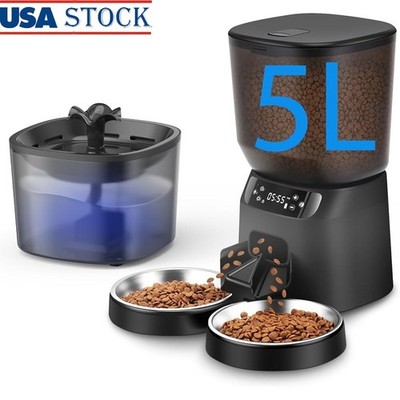 Automatic Cat Feeder Water Dispenser Programmable Portion Control Voice Reminder