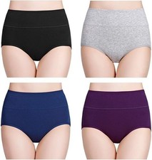 Women's Cotton High Waisted Panties 4 Pack - Full Coverage Briefs Fits
