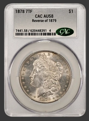 1878 7TF MORGAN "CAC AU58" REVERSE OF 1879 - LUSTER/ BREAST & WINGS HIGH PTS💥✅