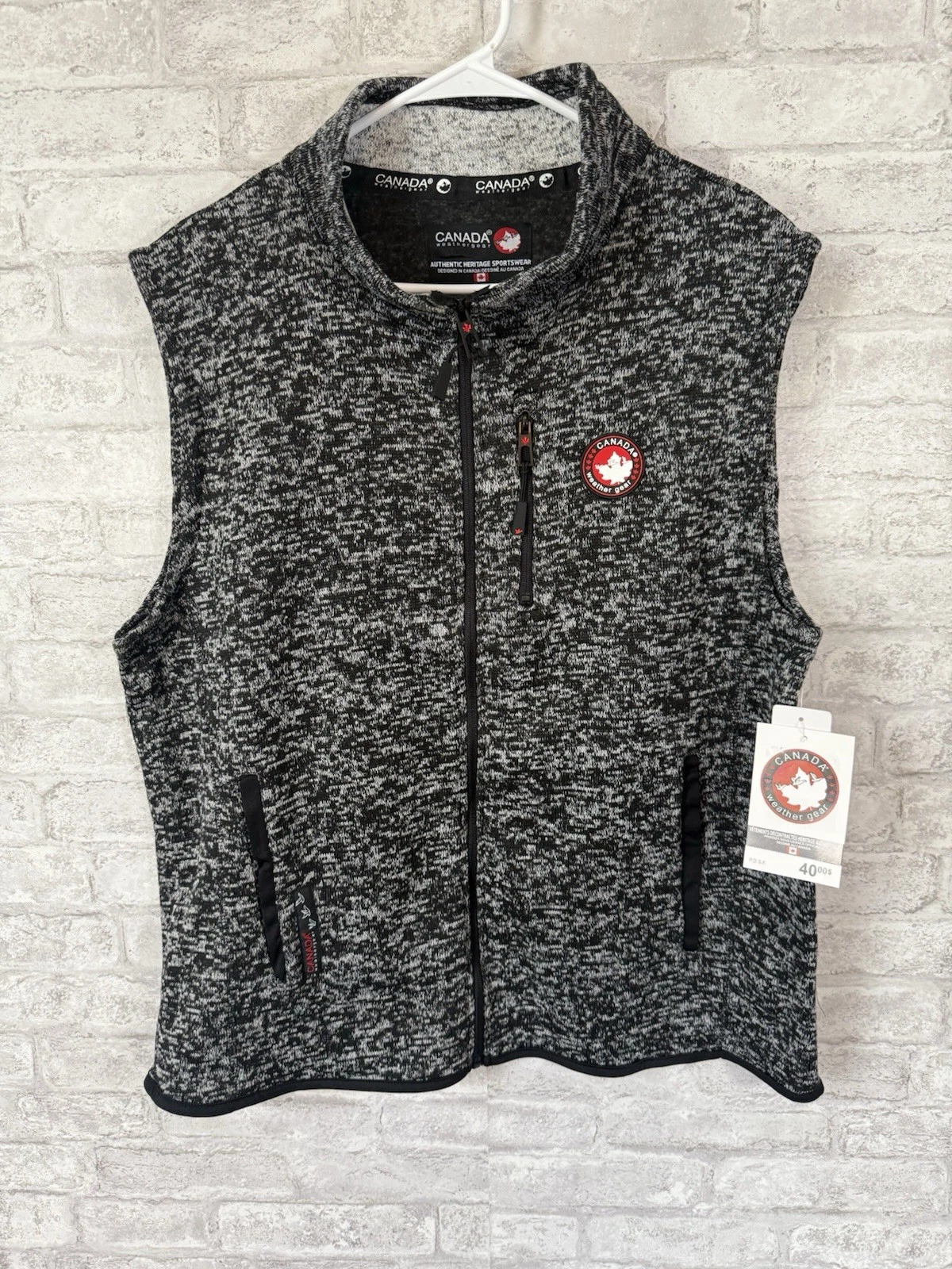NWT Canada Weathergear Vest Mens XL Black Logo Embroidered Outdoor Hiking