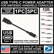 USB Type-C Adapter Converter Charger Cable for Nintendo New/3DS/2DS/DSi/XL/LL