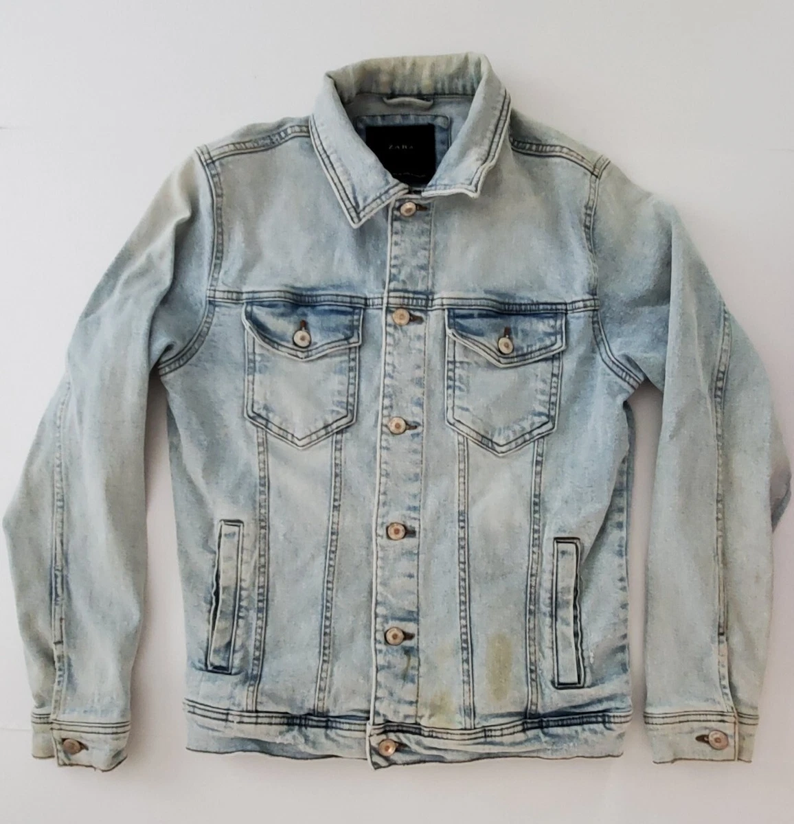 Zara men's denim jacket with fur collar top