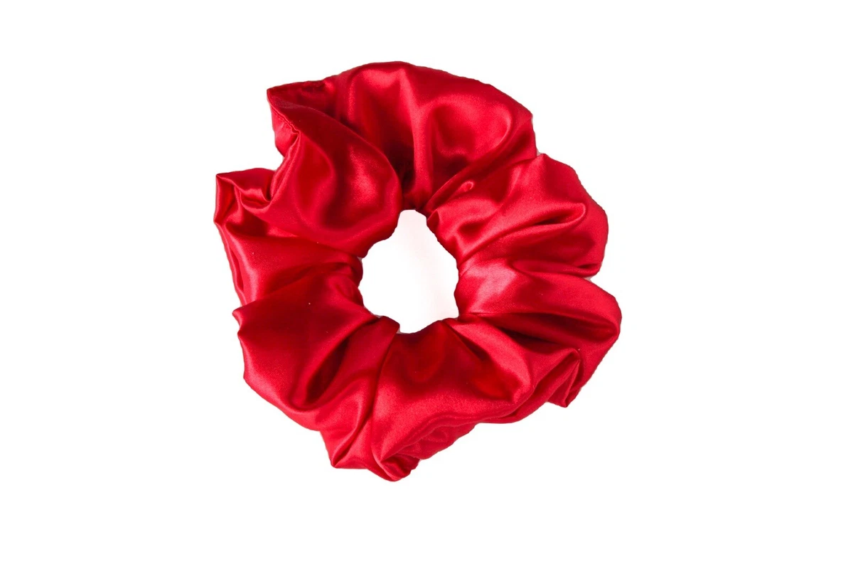 Red Silky Satin Scrunchie Big Scrunchies Fashion Hair Ties Team Colors