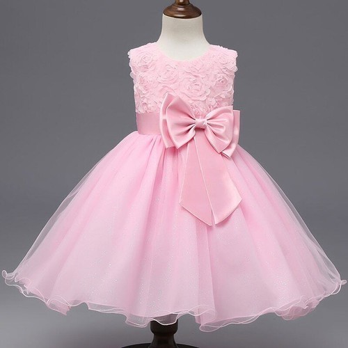 Flower Puff Sleeve Dress Girls Princess Birthday Party Dress Kids Tutu Ball Gown - Picture 11 of 29
