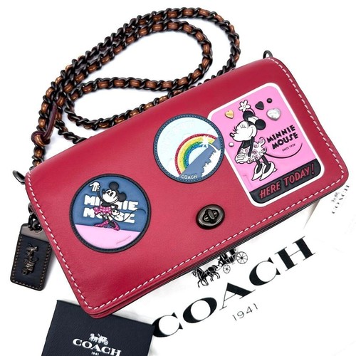 COACH x Disney Dinky 2-Way With Minnie Patch Shoulder Bag – Red Leather