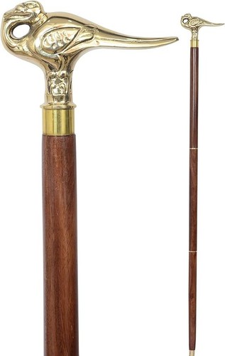 Made Walking Stick Cane Solid Brass SWAN Bird Head Handle Crook Handle Gift - Picture 3 of 4