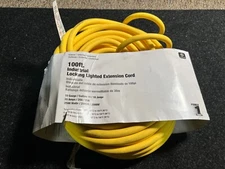 Power First Lighted Extension Cord 100 ft Cord Lg, 10 AWG Wire Size, 10/3, SJTOW