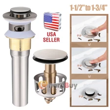 Bathroom Sink Pop Up Drain Brushed Nickel Vessel Basin Stopper with Overflow